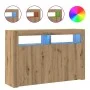 Aparador con LED madera ingeniería roble artisan 115,5x30x75 cm by , Sideboards - Ref: Foro24-856364, Price: 135,08 €, Discou...