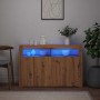 Aparador con LED madera ingeniería roble artisan 115,5x30x75 cm by , Sideboards - Ref: Foro24-856364, Price: 137,69 €, Discou...
