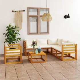 Garden furniture 7 pcs cream cushions solid acacia wood by vidaXL, Garden sets - Ref: Foro24-3057644, Price: 718,34 €, Discou...