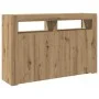 Aparador con LED madera ingeniería roble artisan 115,5x30x75 cm by , Sideboards - Ref: Foro24-856364, Price: 135,08 €, Discou...