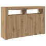 Aparador con LED madera ingeniería roble artisan 115,5x30x75 cm by , Sideboards - Ref: Foro24-856364, Price: 137,69 €, Discou...