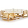Gartenmöbel 7 Stück cremefarbene Kissen aus massivem Akazienholz von vidaXL, Gartensets - Ref: Foro24-3057644, Preis: 694,73 ...