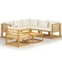 Muebles de jardín 7 pzas cojines crema madera maciza de acacia de vidaXL, Conjuntos de jardín - Ref: Foro24-3057644, Precio: ...