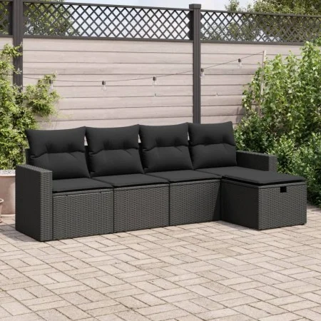 Set de muebles de jardín 5 pzas y cojines ratán sintético negro de , Conjuntos de jardín - Ref: Foro24-3325361, Precio: 345,7...