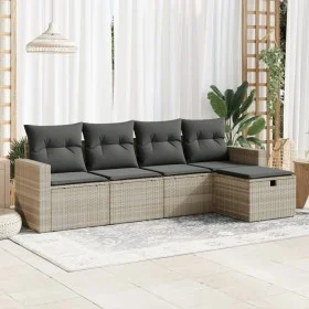 Set de sofás jardín y cojines 5 pzas ratán sintético gris claro von , Gartensets - Ref: Foro24-3325368, Preis: 334,66 €, Raba...