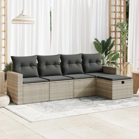Set de sofás jardín y cojines 5 pzas ratán sintético gris claro by , Garden sets - Ref: Foro24-3325368, Price: 334,66 €, Disc...