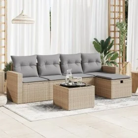 Juego de sofás jardín con cojines 6 pzas ratán sintético beige by , Garden sets - Ref: Foro24-3325375, Price: 398,86 €, Disco...