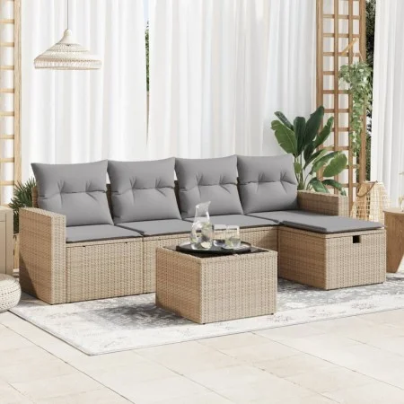 Juego de sofás jardín con cojines 6 pzas ratán sintético beige by , Garden sets - Ref: Foro24-3325375, Price: 398,86 €, Disco...