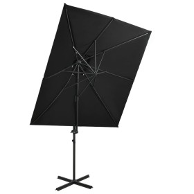 Cantilever umbrella with double black cover 250x250 cm by vidaXL, Umbrellas - Ref: Foro24-312364, Price: 137,43 €, Discount: %