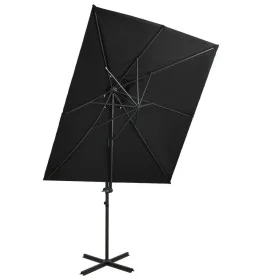 Cantilever umbrella with double black cover 250x250 cm by vidaXL, Umbrellas - Ref: Foro24-312364, Price: 139,48 €, Discount: %