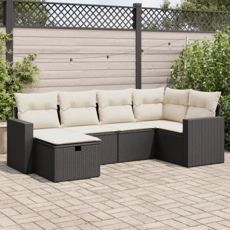 Set de sofás de jardín 6 piezas y cojines ratán sintético negro von , Gartensets - Ref: Foro24-3325382, Preis: 370,85 €, Raba...