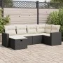 Set de sofás de jardín 6 piezas y cojines ratán sintético negro von , Gartensets - Ref: Foro24-3325382, Preis: 370,85 €, Raba...