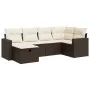 Set sofás de jardín 6 piezas y cojines ratán sintético marrón von , Gartensets - Ref: Foro24-3325389, Preis: 407,37 €, Rabatt: %
