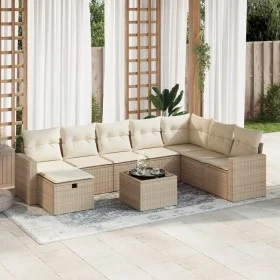 Set de sofás de jardín con cojines 9 pzas ratán sintético beige von , Gartensets - Ref: Foro24-3325444, Preis: 616,45 €, Raba...