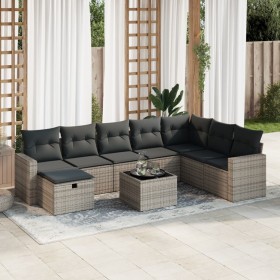 Set de sofás de jardín con cojines 9 pzas ratán sintético gris de , Conjuntos de jardín - Ref: Foro24-3325446, Precio: 561,92...