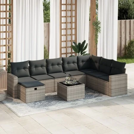 Set de sofás de jardín con cojines 9 pzas ratán sintético gris by , Garden sets - Ref: Foro24-3325446, Price: 535,33 €, Disco...