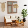 Gartenmöbel 5 Stk. cremefarbene Kissen massives Akazienholz von vidaXL, Gartensets - Ref: Foro24-3057657, Preis: 427,00 €, Ra...