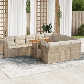 Set de sofás de jardín 11pzas con cojines ratán sintético beige von , Gartensets - Ref: Foro24-3326977, Preis: 782,65 €, Raba...