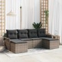 Conjunto de sofá de jardín con cojín 6 pcs Gris Poliratán