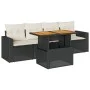 Set de muebles de jardín 5 pzas y cojines ratán sintético negro de , Conjuntos de jardín - Ref: Foro24-3326982, Precio: 335,3...