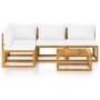 Gartenmöbel 5 Stk. cremefarbene Kissen massives Akazienholz von vidaXL, Gartensets - Ref: Foro24-3057657, Preis: 427,00 €, Ra...