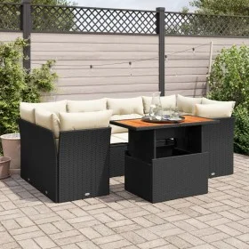 Set de sofás de jardín 7 pzas con cojines ratán sintético negro by , Garden sets - Ref: Foro24-3326891, Price: 483,03 €, Disc...