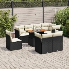 Set de sofás de jardín con cojines 9 pzas ratán sintético negro by , Garden sets - Ref: Foro24-3326940, Price: 603,06 €, Disc...