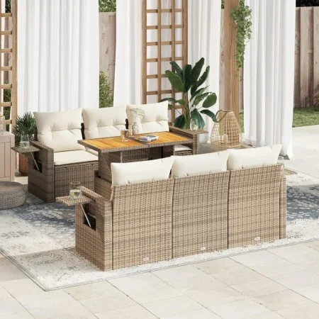Set sofás de jardín 7 piezas y cojines ratán sintético beige von , Gartensets - Ref: Foro24-3327110, Preis: 628,53 €, Rabatt: %