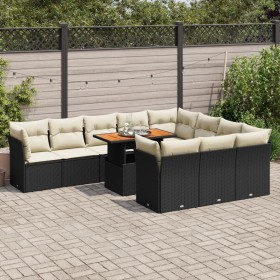 Set de sofás de jardín 11 pzas y cojines ratán sintético negro by , Garden sets - Ref: Foro24-3326975, Price: 728,63 €, Disco...