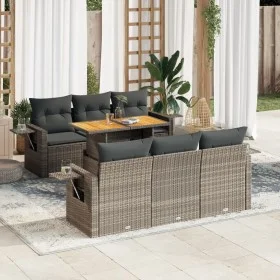Set de sofás de jardín 7 pzas con cojines ratán sintético gris by , Garden sets - Ref: Foro24-3327112, Price: 517,46 €, Disco...