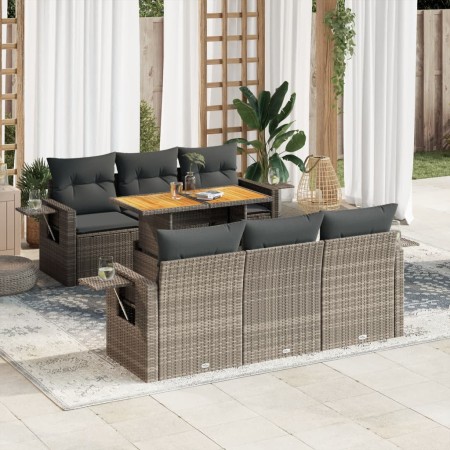 Set de sofás de jardín 7 pzas con cojines ratán sintético gris by , Garden sets - Ref: Foro24-3327112, Price: 525,87 €, Disco...