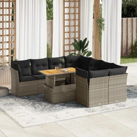 Set de sofás de jardín con cojines 9 pzas ratán sintético gris by , Garden sets - Ref: Foro24-3326909, Price: 585,71 €, Disco...