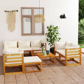 Garden furniture 10 pcs cream cushions solid acacia wood by vidaXL, Garden sets - Ref: Foro24-3057647, Price: 995,15 €, Disco...