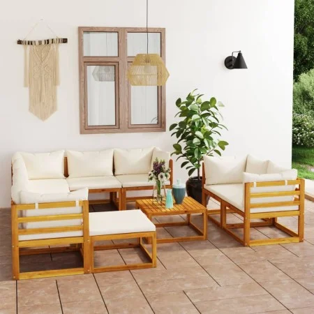 Gartenmöbel 10 Stück cremefarbene Kissen aus massivem Akazienholz von vidaXL, Gartensets - Ref: Foro24-3057647, Preis: 1,00 €...
