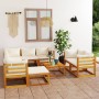 Garden furniture 10 pcs cream cushions solid acacia wood by vidaXL, Garden sets - Ref: Foro24-3057647, Price: 995,15 €, Disco...
