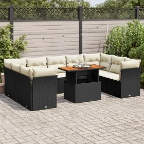 Set de sofás de jardín y cojines 10 pzas ratán sintético negro by , Garden sets - Ref: Foro24-3326968, Price: 623,49 €, Disco...