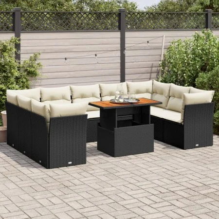 Set de sofás de jardín y cojines 10 pzas ratán sintético negro by , Garden sets - Ref: Foro24-3326968, Price: 623,49 €, Disco...