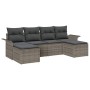 Conjunto de sofá de jardín con cojín 6 pcs Gris Poliratán