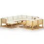 Gartenmöbel 10 Stück cremefarbene Kissen aus massivem Akazienholz von vidaXL, Gartensets - Ref: Foro24-3057647, Preis: 1,00 €...