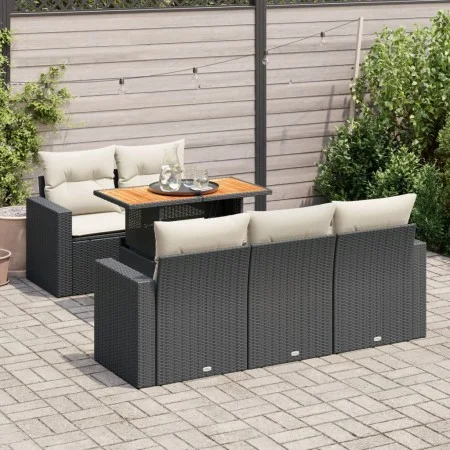 Set de sofás de jardín 6 piezas y cojines ratán sintético negro von , Gartensets - Ref: Foro24-3326989, Preis: 432,45 €, Raba...