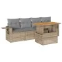 Juego de sofás jardín con cojines 5 pzas ratán sintético beige by , Garden sets - Ref: Foro24-3327097, Price: 378,68 €, Disco...