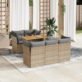 Juego de sofás jardín con cojines 6 pzas ratán sintético beige by , Garden sets - Ref: Foro24-3326887, Price: 447,48 €, Disco...
