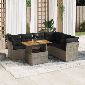 Set de sofás de jardín 7 pzas con cojines ratán sintético gris by , Garden sets - Ref: Foro24-3326937, Price: 474,99 €, Disco...