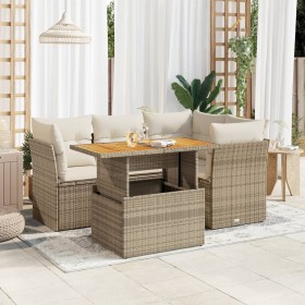 Juego de sofás jardín con cojines 5 pzas ratán sintético beige de , Conjuntos de jardín - Ref: Foro24-3326921, Precio: 433,42 €