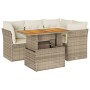 Juego de sofás jardín con cojines 5 pzas ratán sintético beige by , Garden sets - Ref: Foro24-3326921, Price: 406,17 €, Disco...