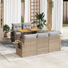 Juego de sofás jardín con cojines 6 pzas ratán sintético beige de , Conjuntos de jardín - Ref: Foro24-3327104, Precio: 517,30...