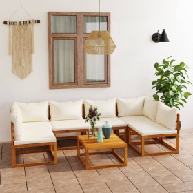 Garden furniture 7 pcs cream cushions solid acacia wood by vidaXL, Garden sets - Ref: Foro24-3057653, Price: 693,96 €, Discou...