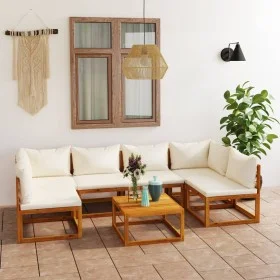 Gartenmöbel 7 Stück cremefarbene Kissen aus massivem Akazienholz von vidaXL, Gartensets - Ref: Foro24-3057653, Preis: 695,10 ...