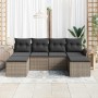 Conjunto de sofá de jardín con cojín 6 pcs Gris Poliratán