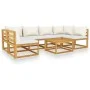 Muebles de jardín 7 pzas cojines crema madera maciza de acacia de vidaXL, Conjuntos de jardín - Ref: Foro24-3057653, Precio: ...